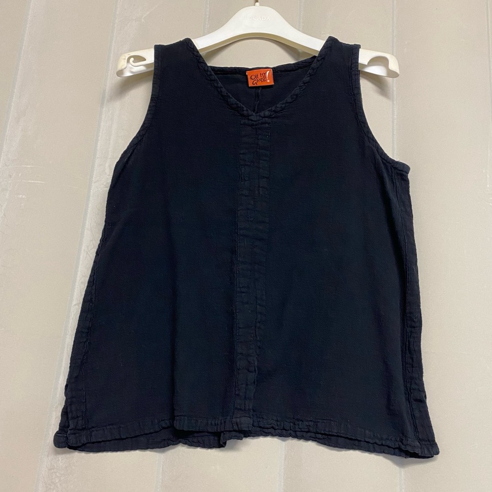 Oh My Gauze! Women’s Top 100% Cotton Sleeveless Minimalist Black Gauzy Casual